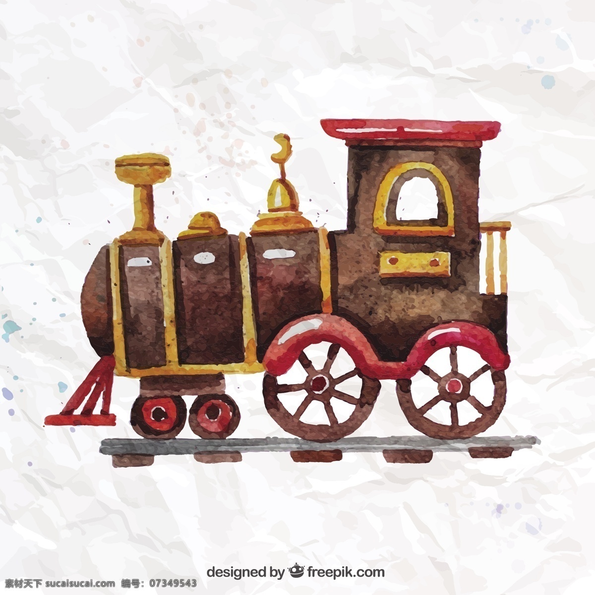 手绘机车 水彩 油漆 火车 交通运输 玩具 机车 图标 高清 源文件