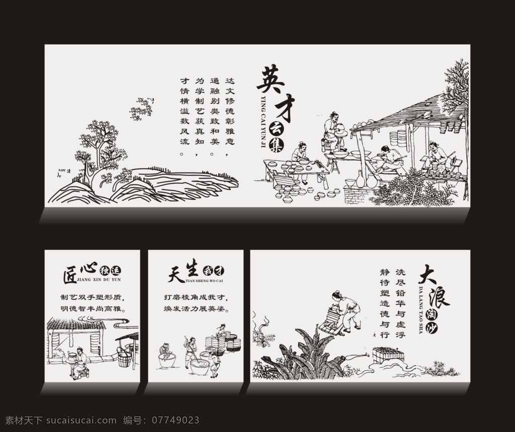 制陶文化 制陶过程 陶瓷 展板 校园文化 展板模板