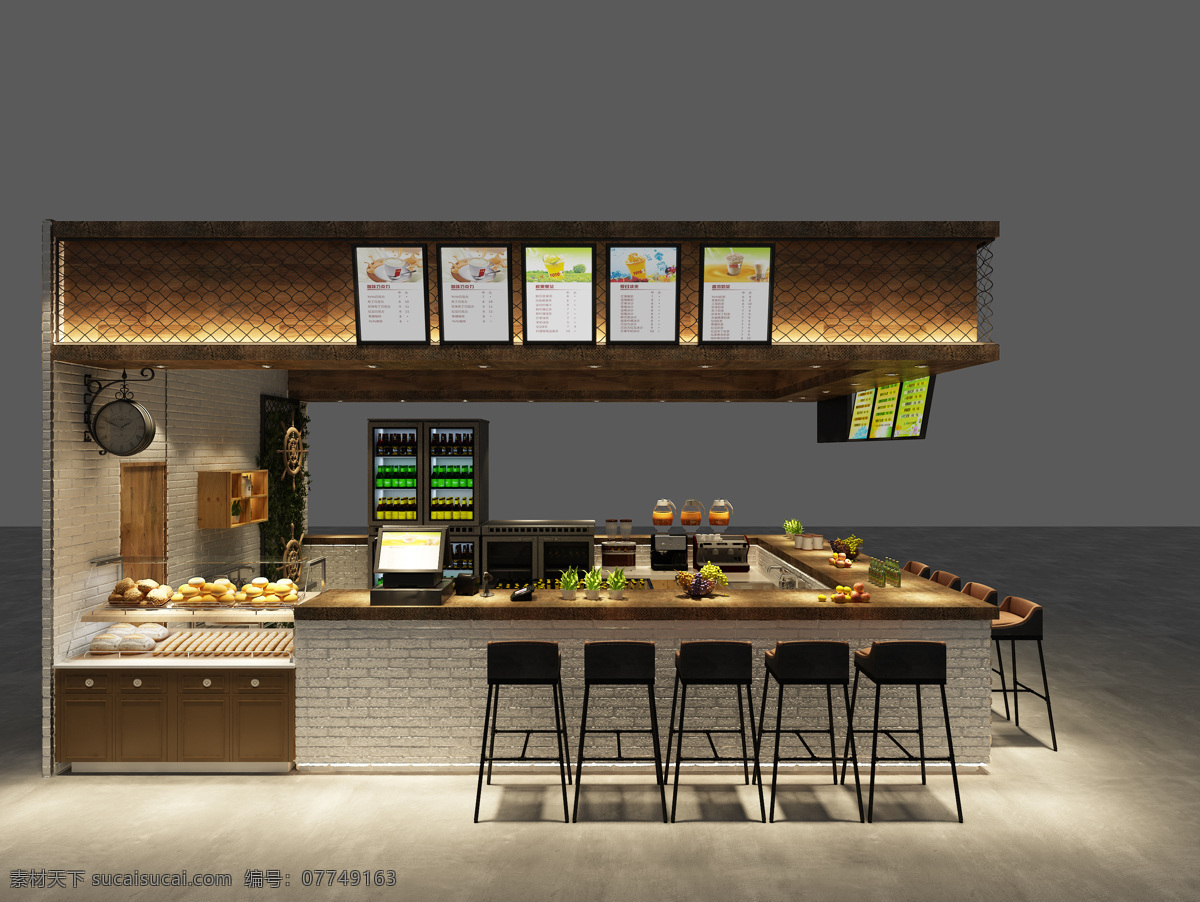 奶茶店效果图 门店效果图 奶茶店装修图 室内设计 三维效果图 3d 效果图 环境设计