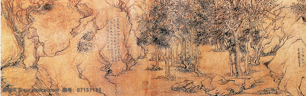 山水 名画 书画 后 赤壁 赋 图 三 部分 古画 山水画 书画真迹 中国水墨画 后赤壁赋图 文化艺术