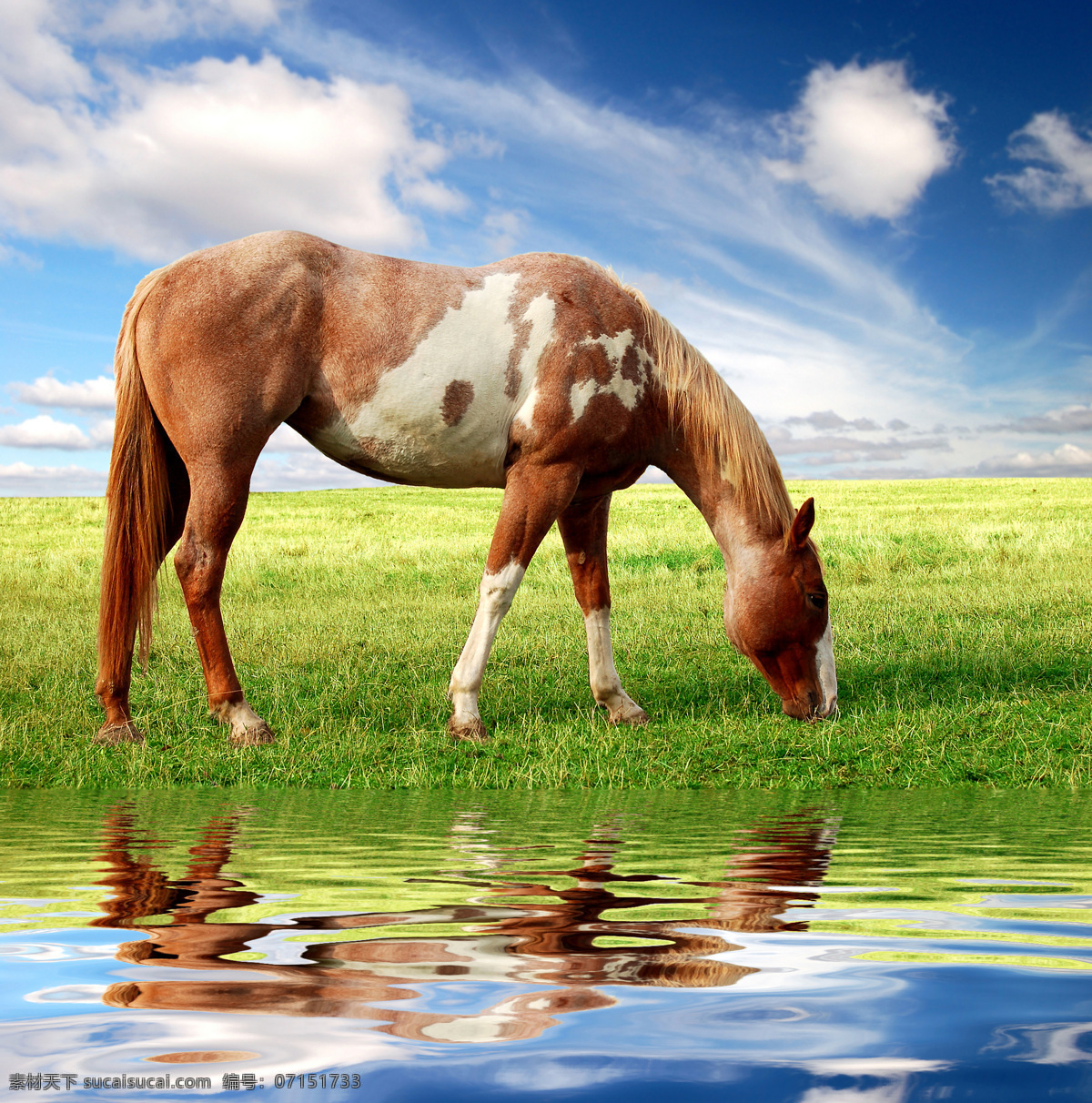 草原 上 吃 草 骏马 马 马匹 吃草 草地 绿地 清水 大自然 自然风光 动物 摄影图库 高清图片 陆地动物 生物世界
