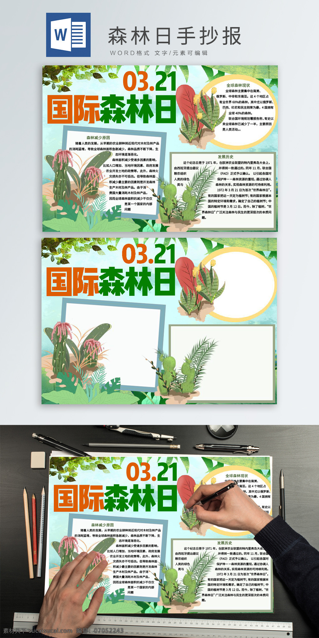 世界 森林 日 手 抄报 手抄报 小报 节日手抄报 学生手抄报 世界森林日 森林日手抄报 保护森林 植物 手绘植物 仙人掌