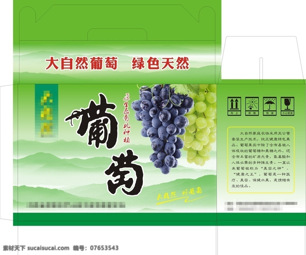 葡萄箱 背景山 绿葡萄 红葡萄 紫葡萄 手提箱 纸箱 包装设计