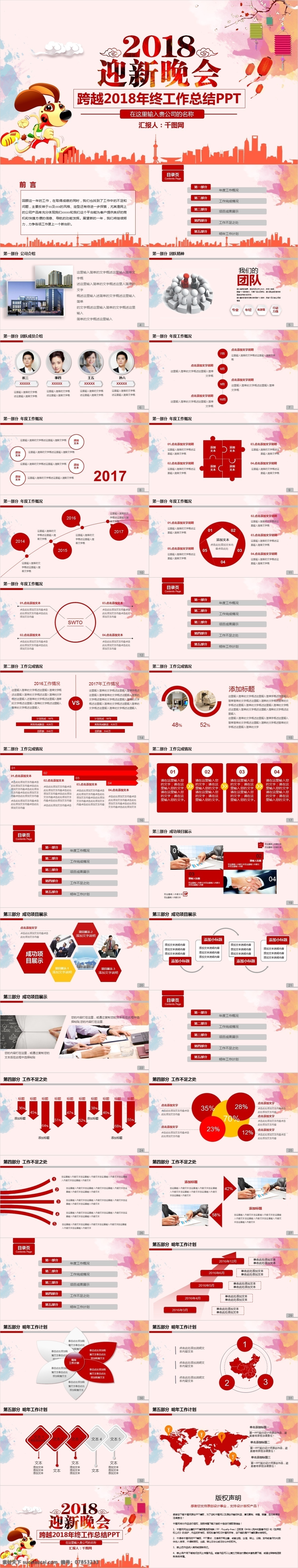 跨越 2018 年终 工作总结 2018狗年 2018年 颁奖典礼 创业计划 大气红色 贺岁 开门红 年底表彰 年会 年终总结
