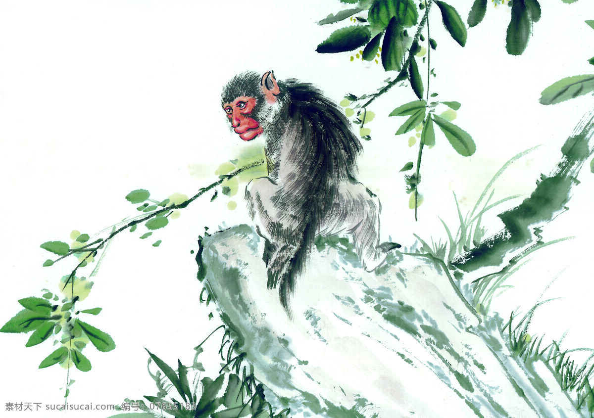 中华 艺术 绘画 古画 动物 猴子 中国 古代 传统绘画艺术 美术绘画 名画欣赏 水彩画 水墨画 文化艺术