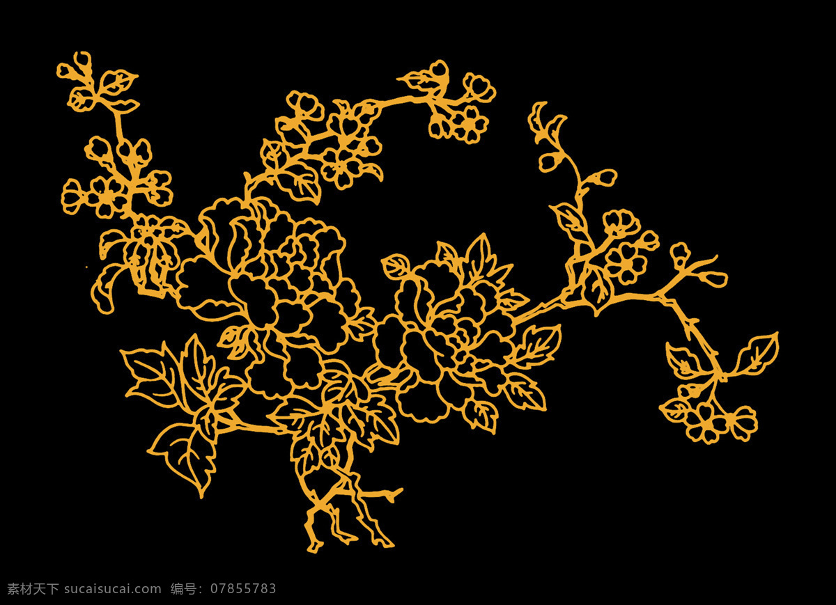 花鸟图案 传统 装饰 传统装饰 设计素材 装饰图案 书画美术 黑色