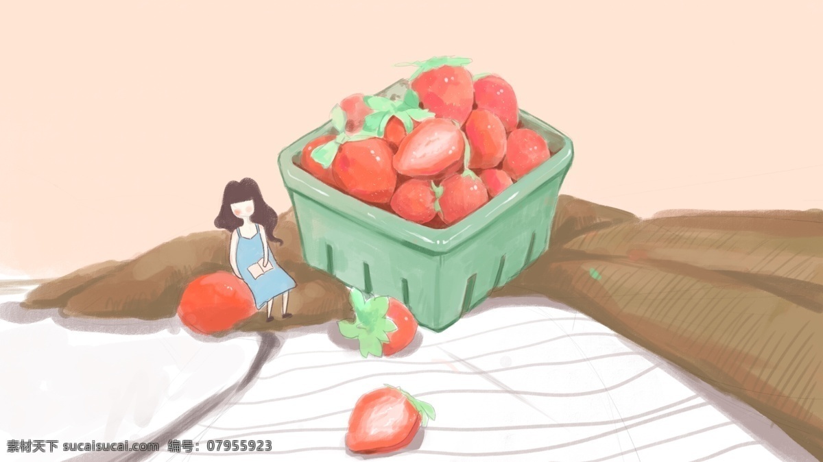 草莓 看书 少女 夏日 美食 清新 处暑 二十四节气 看书少女