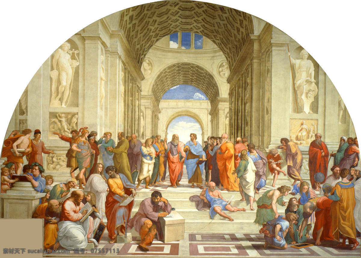 雅典学院 哲理 拉斐尔 世界名画 壁画 绘画书法 文化艺术