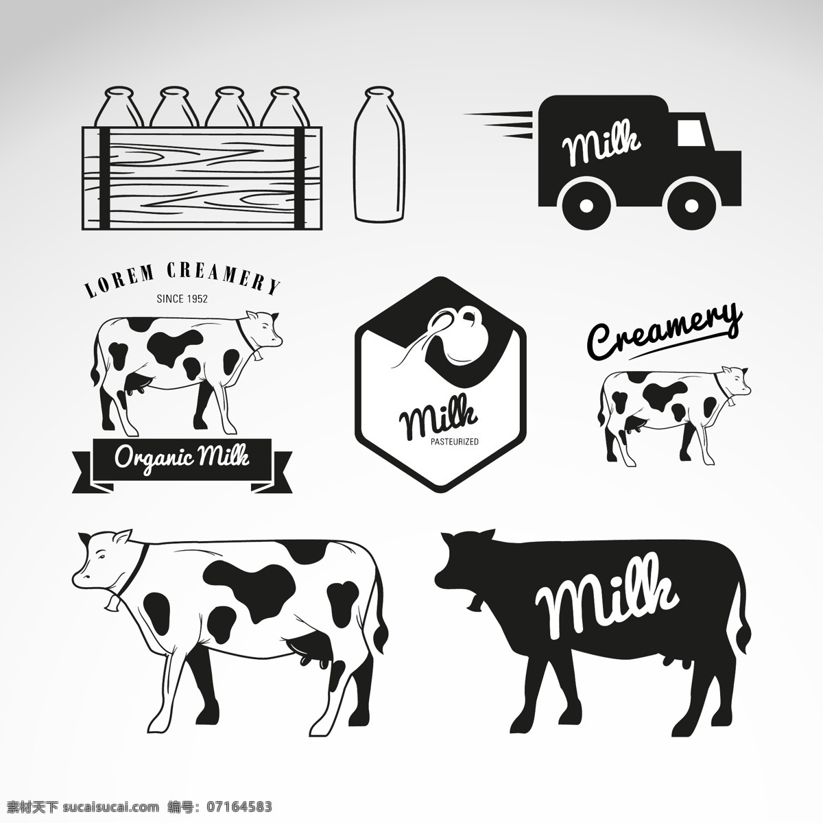 牛奶和奶牛 动物 牛 牛奶 汽车 白色