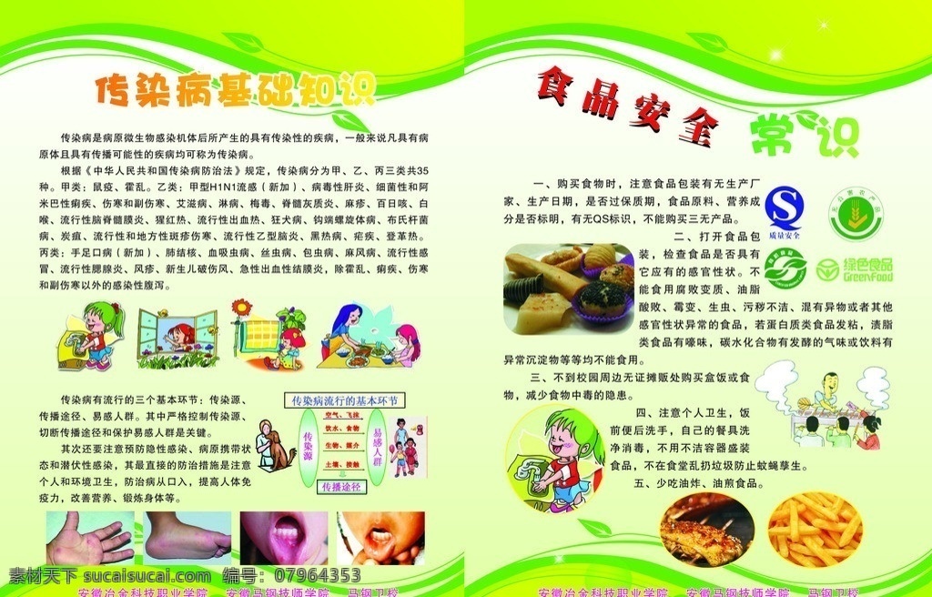 手足 口 食品安全 常识 手 足 勤洗手 勤通风 勤晾晒 不吃 生冷 食物 漫画 传染病途径 食品安全标志 绿色背景 绿色线条 树叶 烧烤漫画 矢量