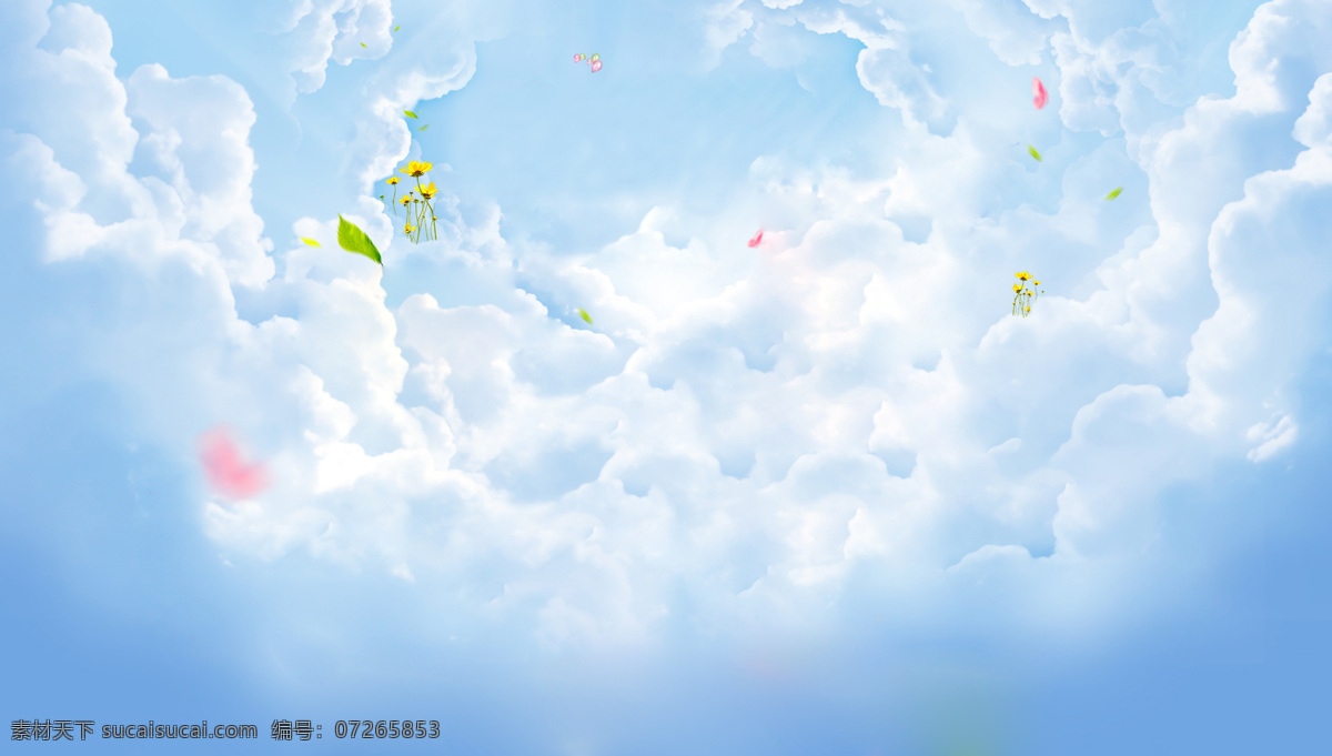 清新 蓝色天空 banner 背景 简约 白云