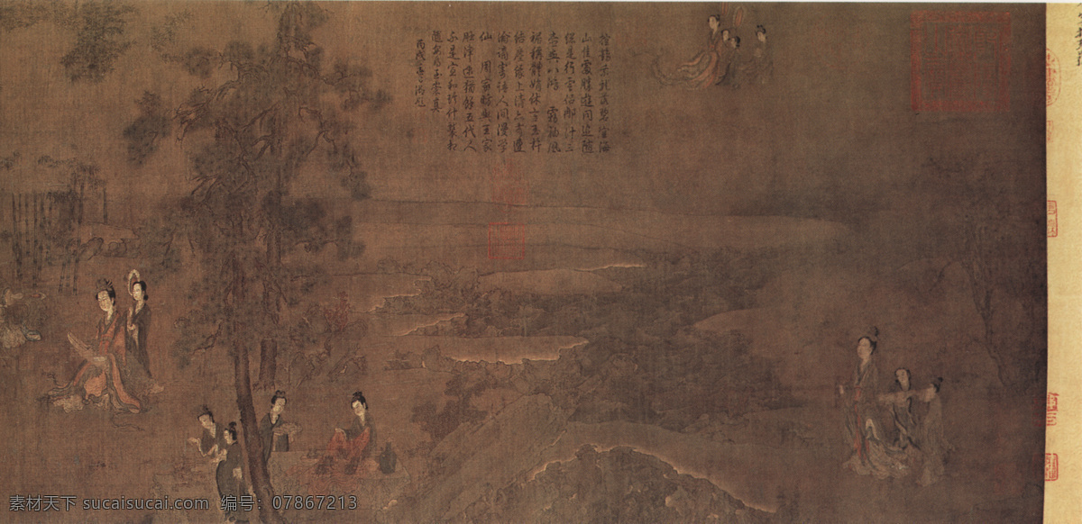 阆苑 女 仙 图 二 卷 高清 古代 古代人物 古典 古画 国画 绘画 名画 山水画 书法 阆苑女仙图 书画 国画古画 水墨画 文化艺术 家居装饰素材 山水风景画