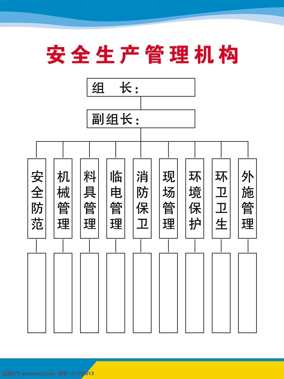 安全生产 管理机构 分层 工程制度 管理领导小组 建筑工地 工地 施工制度 展板 制度版面 蓝色展板 简介展板 展板模板 室内海报