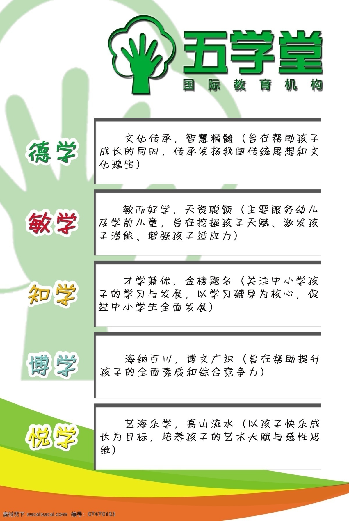 学习 培训 五学堂 翰墨五学 德学 敏学 知学 博学 悦学 展板 学习展板 培训宣传 写真展板 展览展板 展板模板 白色