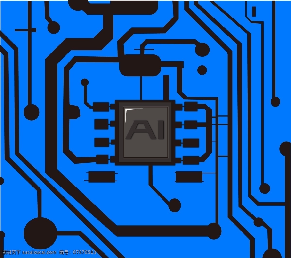 科技 元素 芯片 简约 商用 蓝色 电路板