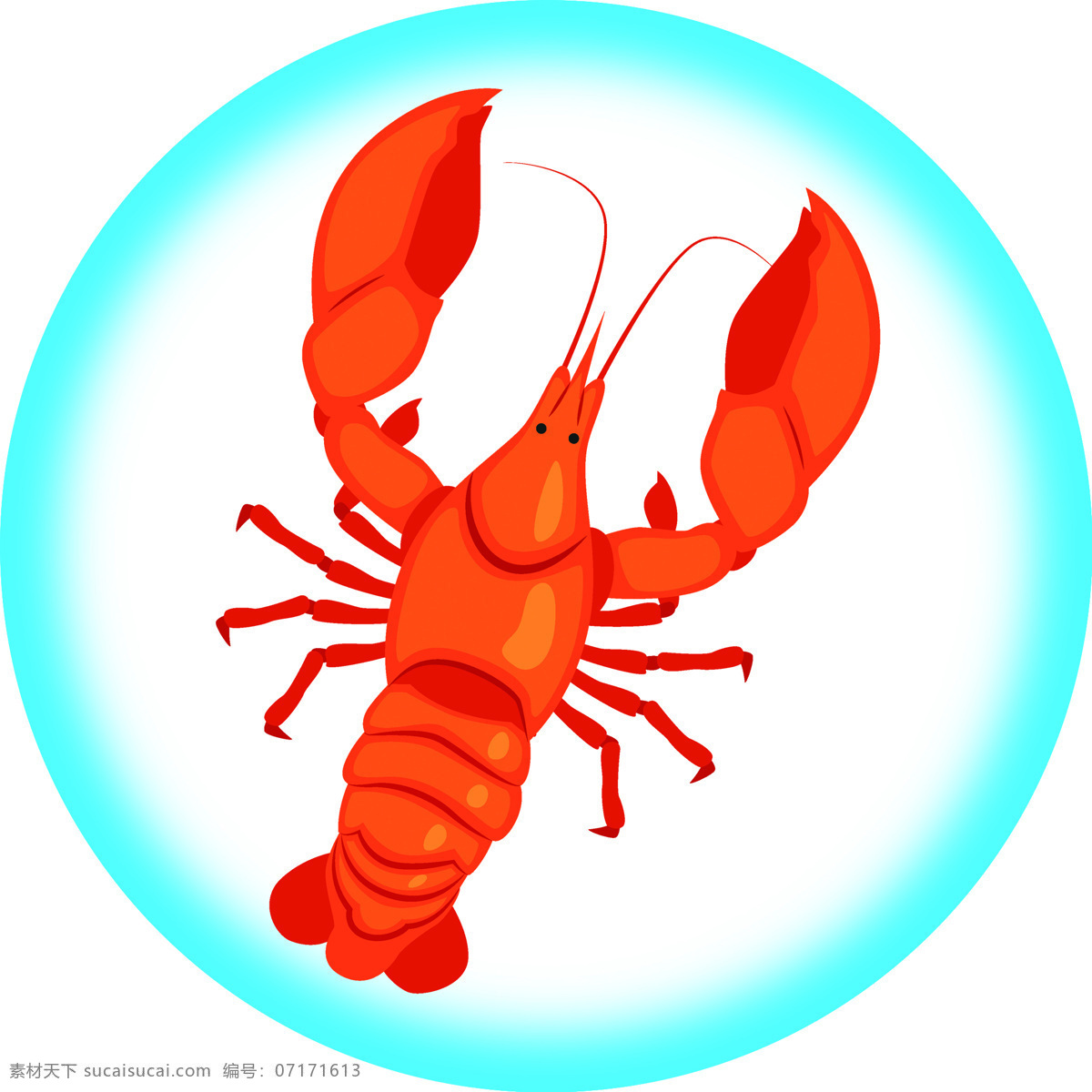 卡通龙虾 海洋生物 卡通海鲜 海生物矢量图 卡通海洋生物 海鲜店灯箱