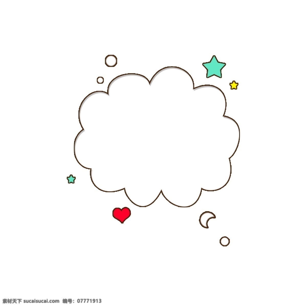 卡通 可爱 星星 爱心 云朵 月牙 边框 对话框 元素 红色 蓝色 矢量 白云