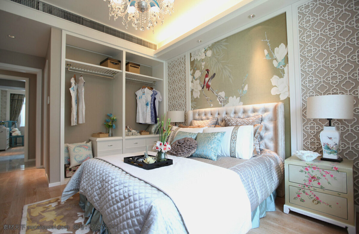 小 户型 中式 优雅 风格 卧室 壁纸 效果图 小户型装修 中式风格 时尚 卧室装修 卧室背景墙 墙面
