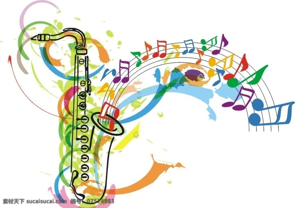 萨克斯旋律 萨克斯 旋律 音符 乐器 音符插图 音符素材 五线谱 音符符号 矢量图 文化艺术