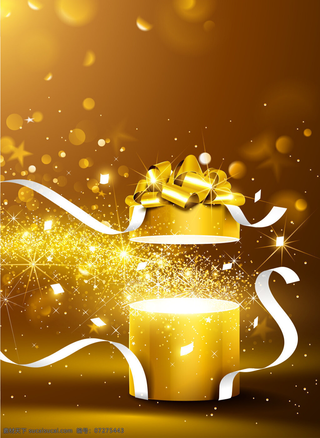 矢量 质感 节日 礼物 盒 背景 金色 星光 梦幻 圣诞节 礼物盒 新年 海报