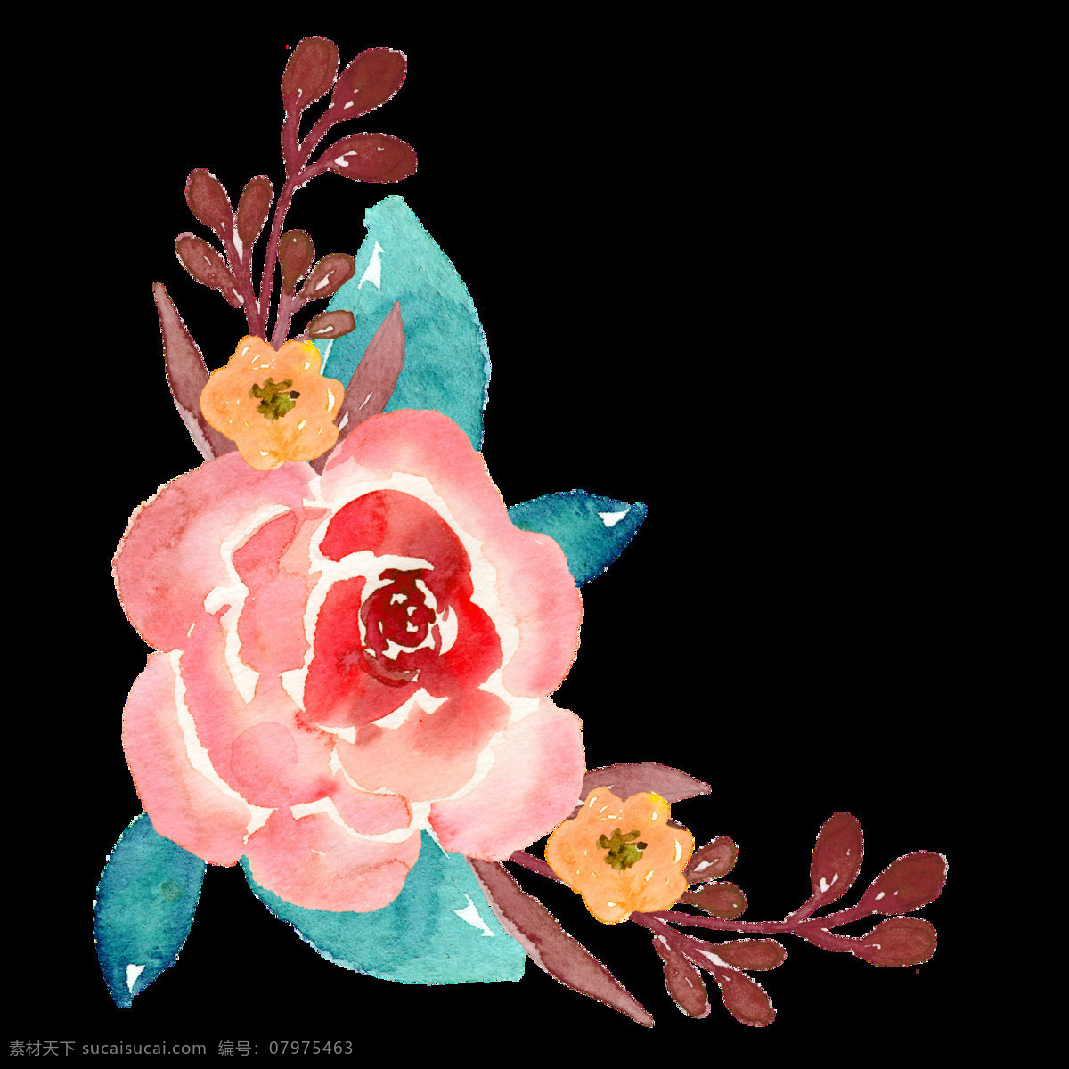 红心 花丛 卡通 透明 花蕊 边框 透明素材 免扣素材 装饰图案