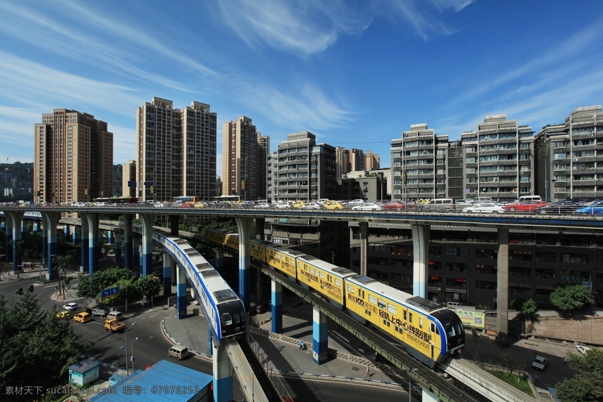 重庆轻轨列车 重庆交通 重庆景观 重庆建筑 自然风景 自然景观 建筑景观