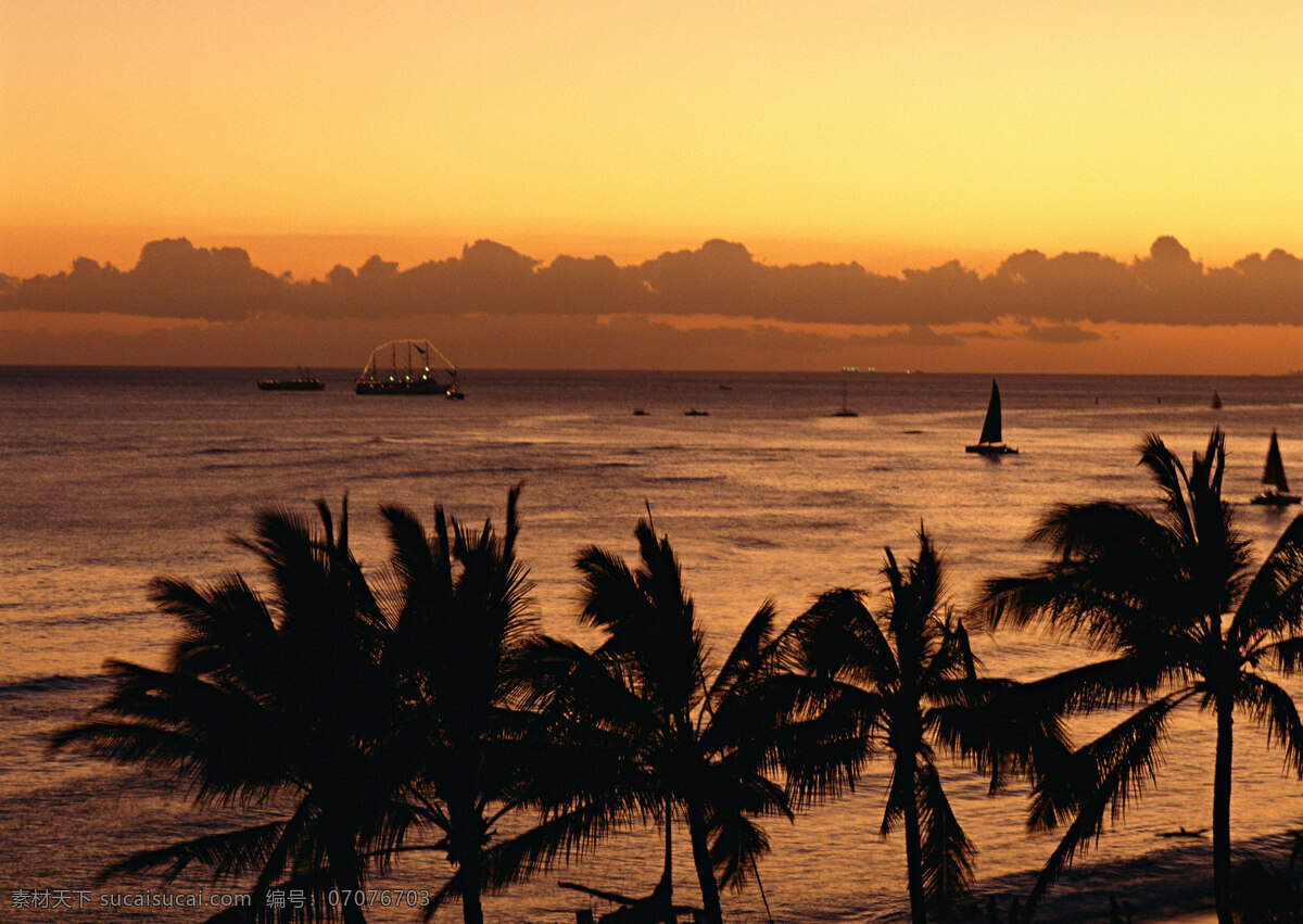 日落 海边 风光 旅游 风景区 夏威夷 夏威夷风光 悠闲 假日 日落海边风光 热带树 大海图片 风景图片