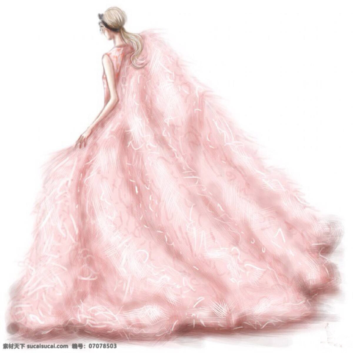 粉色婚纱设计 欧式 婚纱 大气 手绘 简约 现代