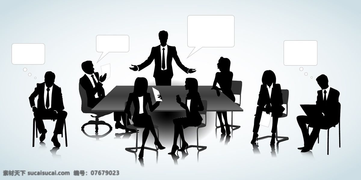 商务人物 卡通人物 开会 会议 洽谈 人物剪影 轮廓 职业人物 白领 插画 生活人物 矢量 人物图库