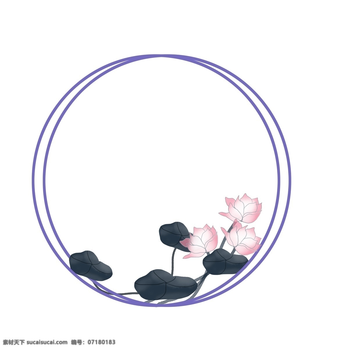 荷花 边框 手绘 彩色 荷花边框 卡通 免抠 透明底 无背景 原创 平面设计 装饰设计 插画 装饰 小清新 通用