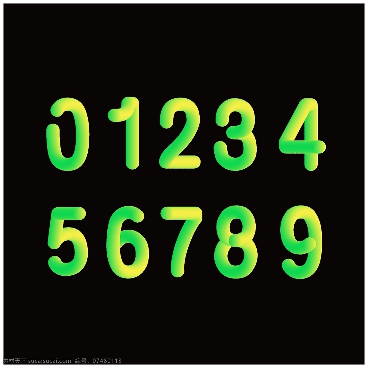 绿色数字 荧光绿 艺术数字 彩色数字 数字 艺术 渐变数字 倒计时数字 阿拉伯数字