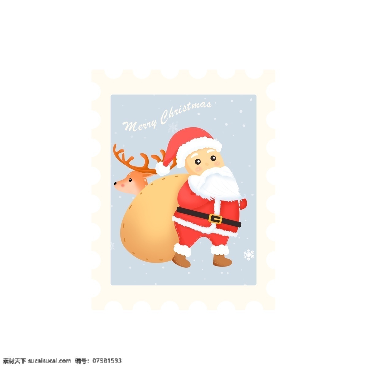 可爱 卡通 圣诞节 邮票 贴纸 圣诞老人 麋鹿 元素 节日 雪花 小贴纸 礼物袋 圣诞帽 圣诞快乐