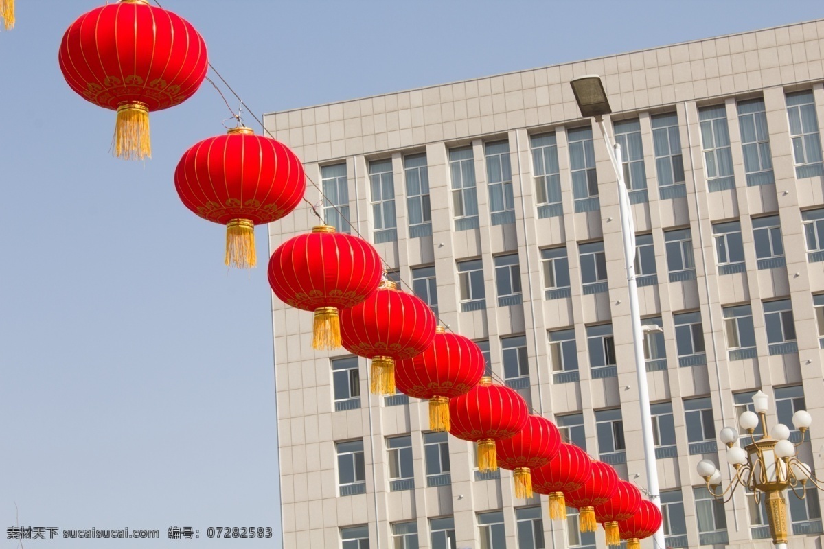 红灯笼 灯笼 节日 庆祝 喜庆 蓝天 元宵 传统 文化 照明 一串 文化艺术 传统文化