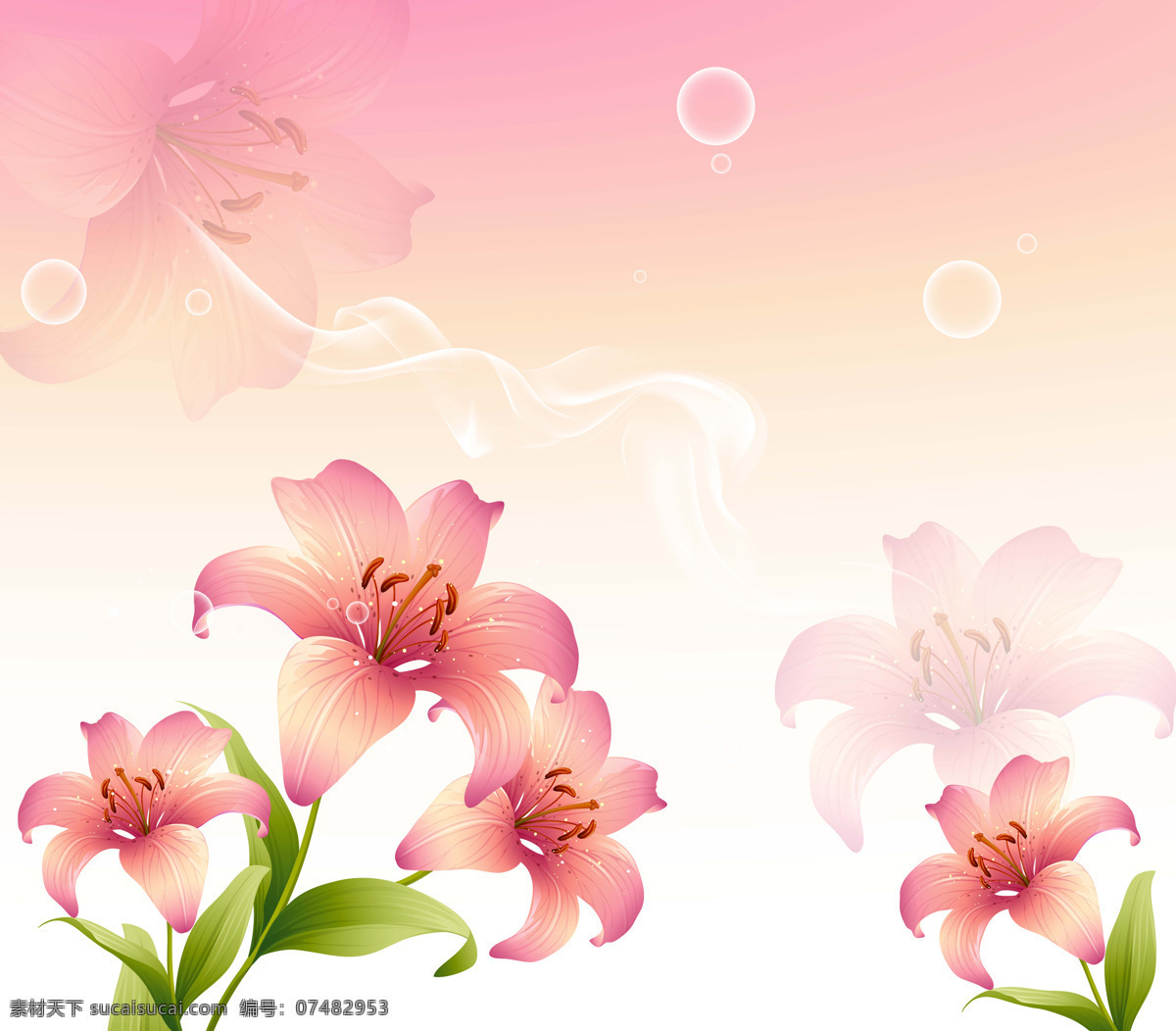 花 百合 背景底纹 底纹边框 花卉 移门大全 移门图案 花百合 25期 家居装饰素材