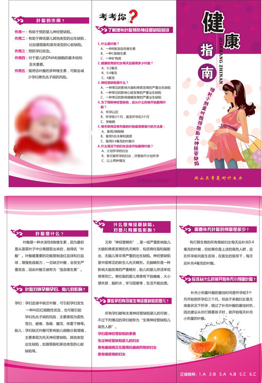健康指南 宣传单 　 孕妇 水果 失 量
