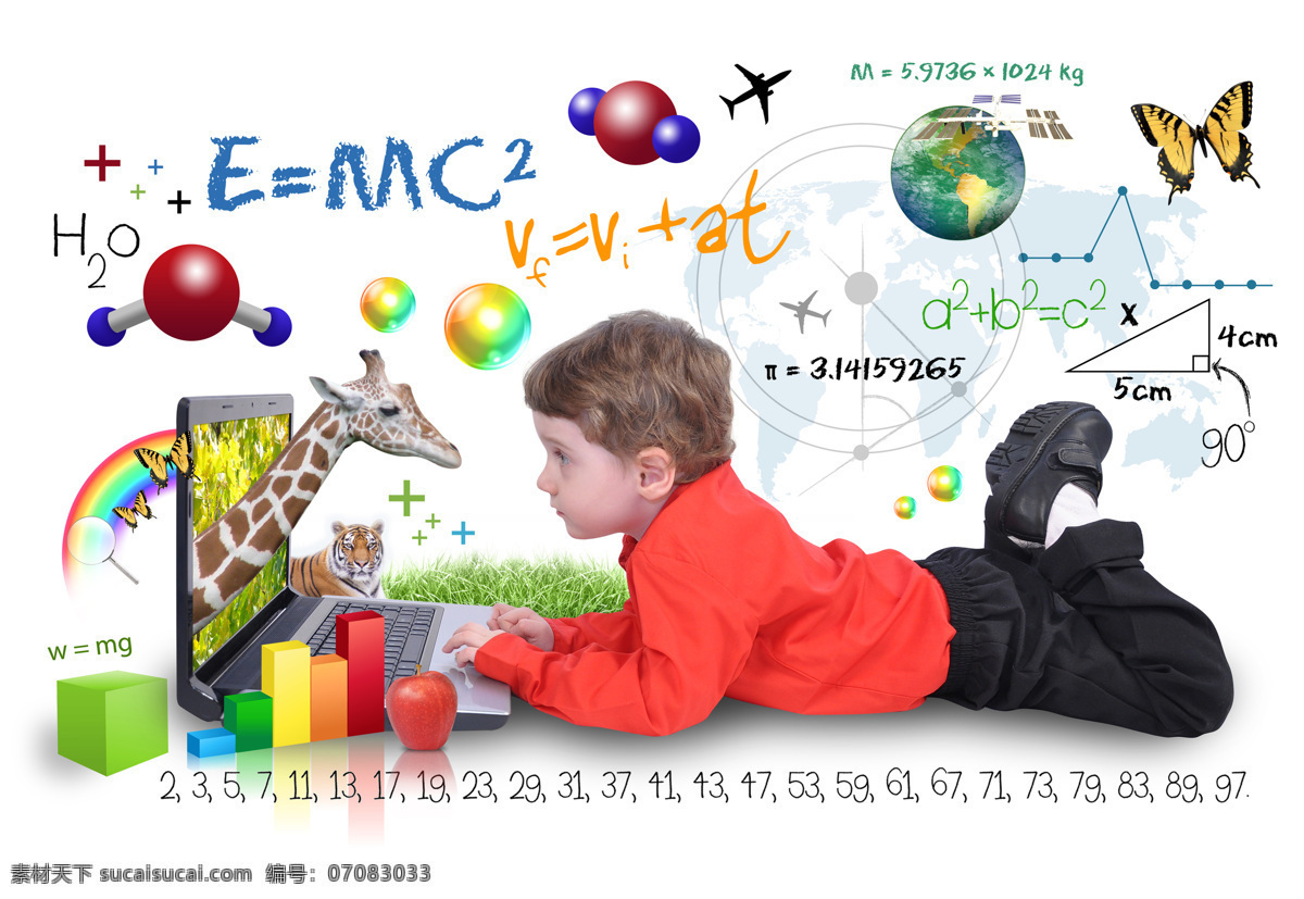 趴 孩子 儿童 趴着 动物 蝴蝶 电脑 积木 学习 教育 办公学习 生活百科