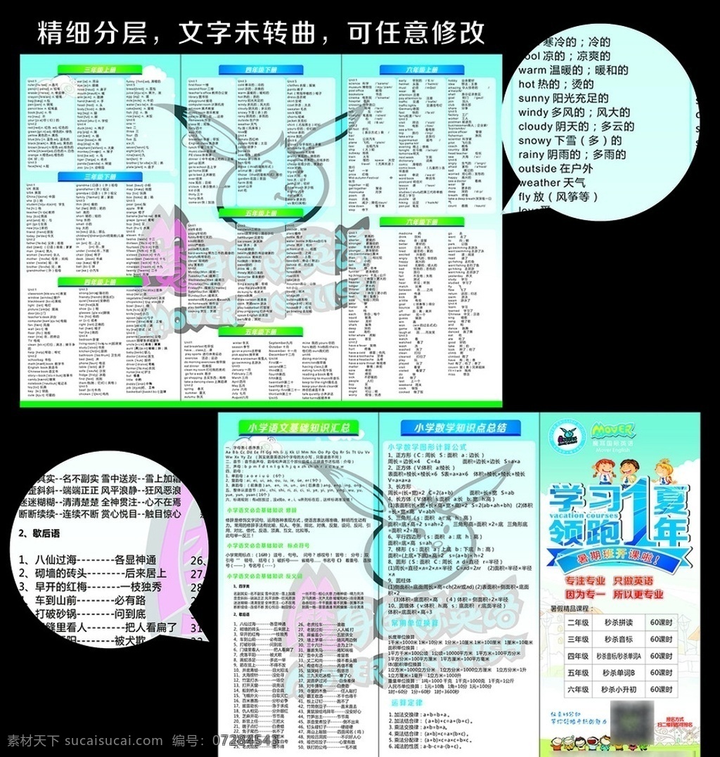 三折页 英语三折页 英语学习表 小学学习表 语文学习表 歇后语 成语 英语 一年级 二年级 三年级 四年级 五年级 六年级 数学学习表 学习宣传单 计算公式 数学计算公式 单位换算 英语学习 魔耳英语 秒杀拼读 小学生学习表 单词表 单词学习表