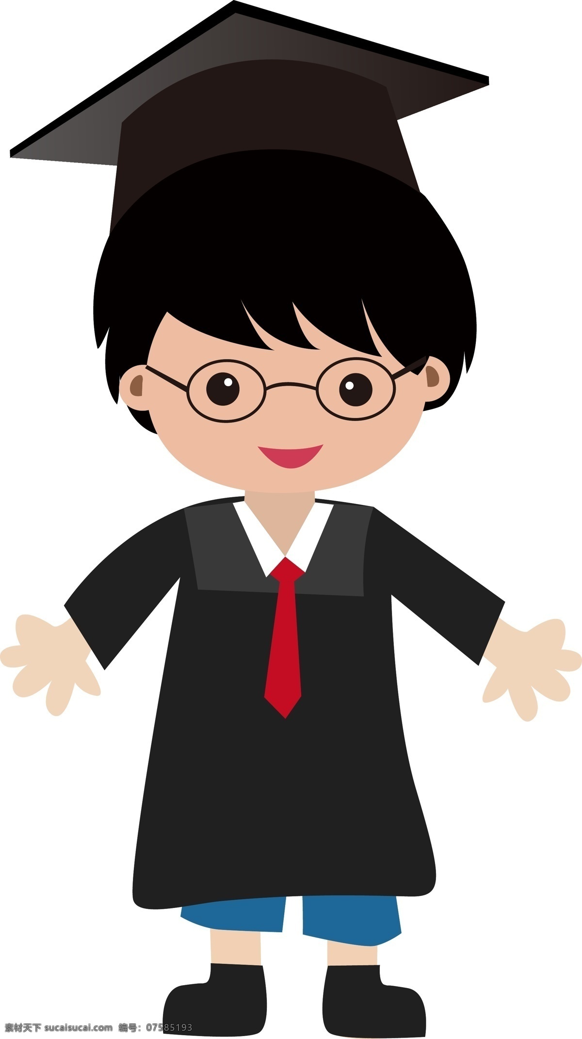 毕业 季 彩色 博士 卡通 人物 毕业男孩 博士服 男博士