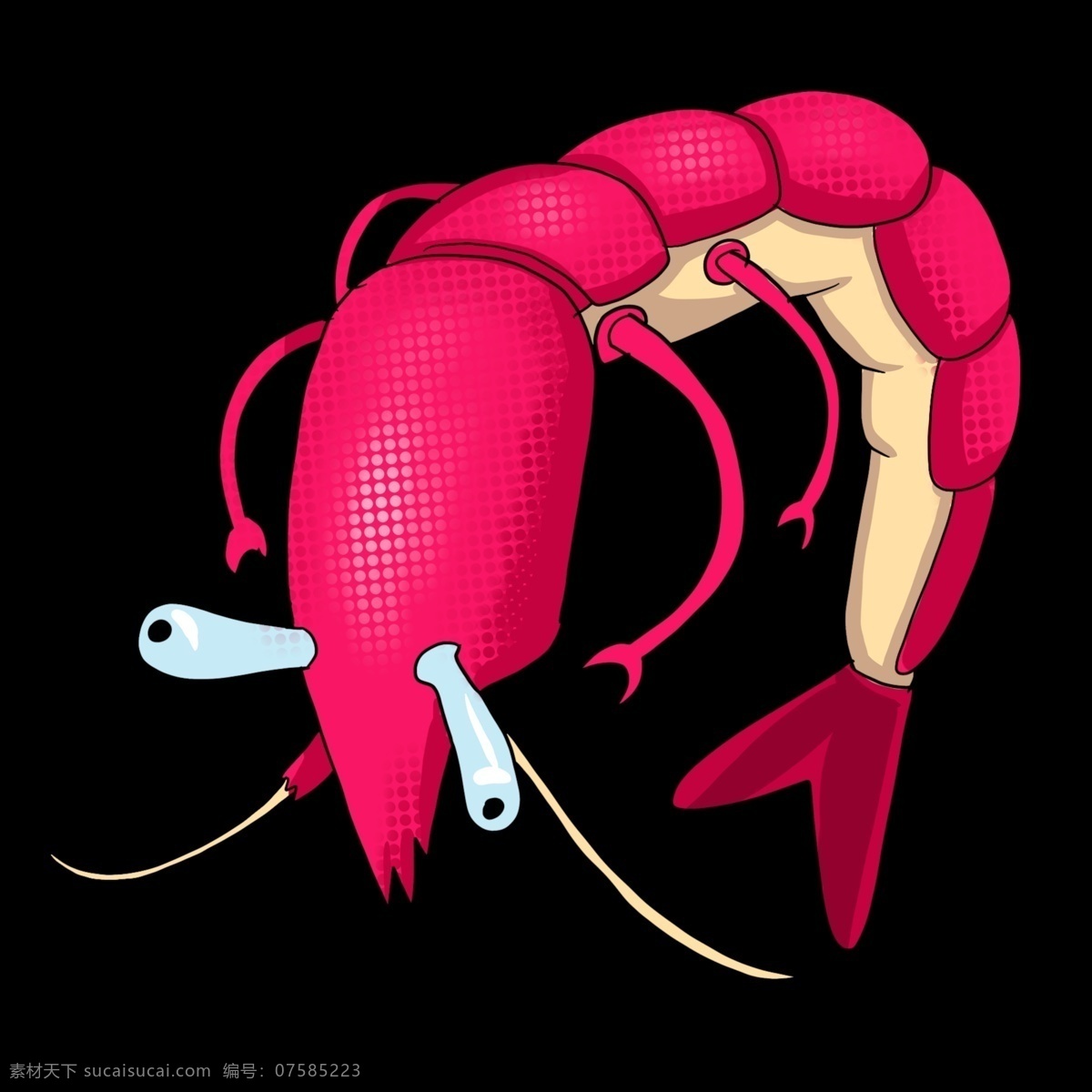 卡通 海鲜 龙虾 插画 红色卡通龙虾 卡通海鲜龙虾 红色龙虾 海鲜龙虾 红色大钳子 长胡须 龙虾插画
