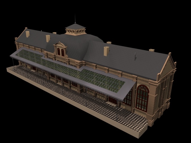 d火车站模型 d火车站模 型 3d 火车 站 模型 3ds格式 max 黑色