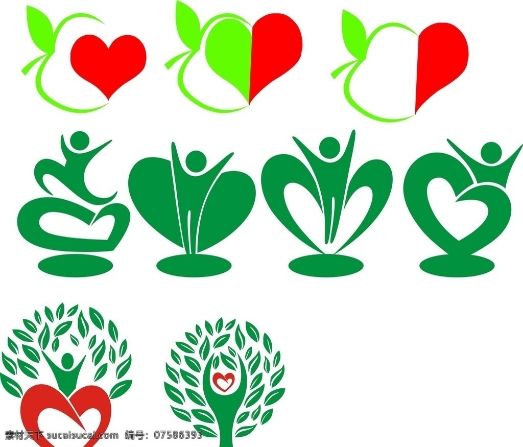 爱心logo 爱心 logo 苹果 人物 树 文化艺术 体育运动