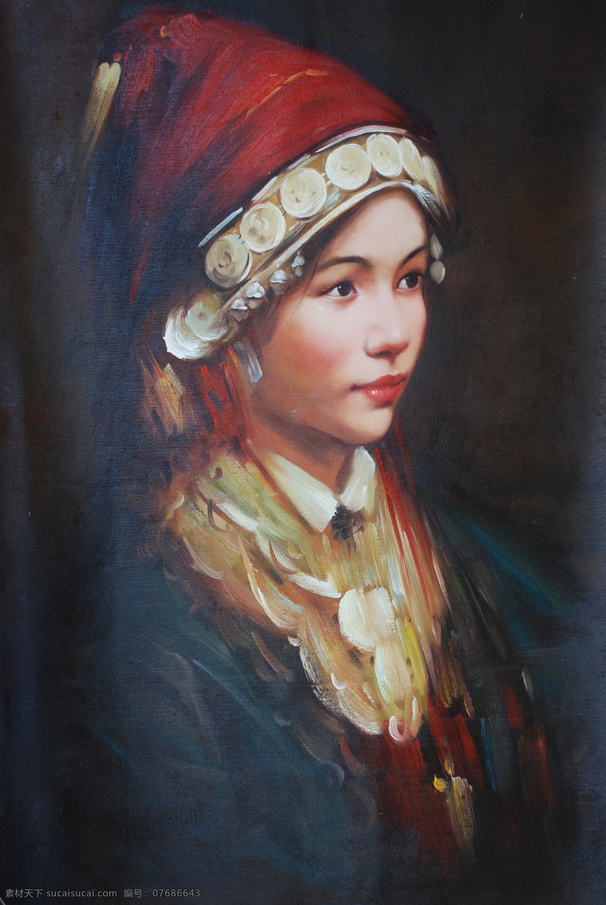 少数民族 美女 油画 绘画艺术 油画写生 油画人物 美女肖像画 人物油画写生 装饰画 书画文字 文化艺术