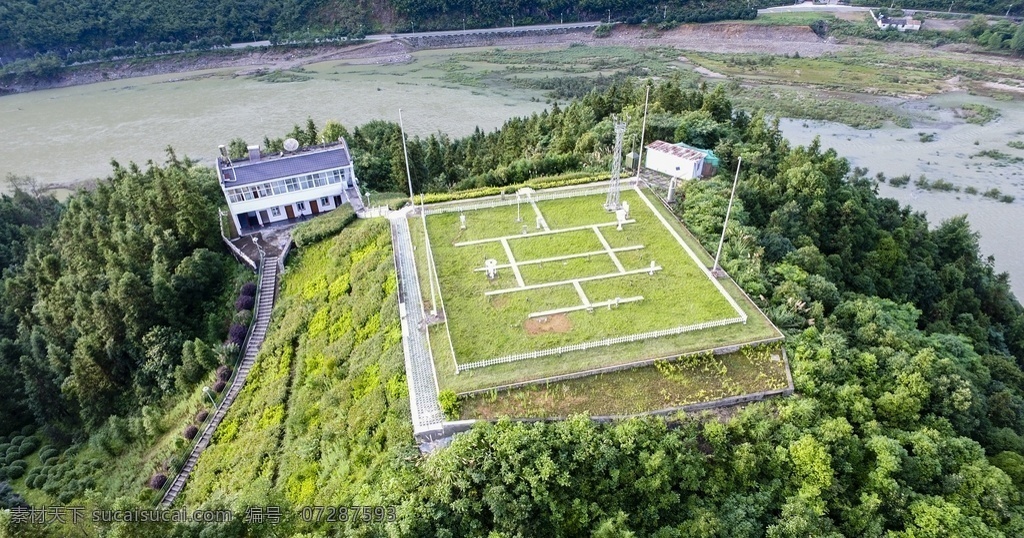 气象观测场 俯拍观测场 气象观测 气象台 气象站 自然景观 山水风景