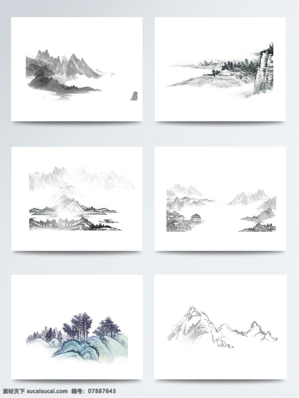 水墨 山毛 笔画 元素 图 国画 简约水墨山 毛笔勾勒 山脉 山水 山水画 树木 水墨山 水墨山水