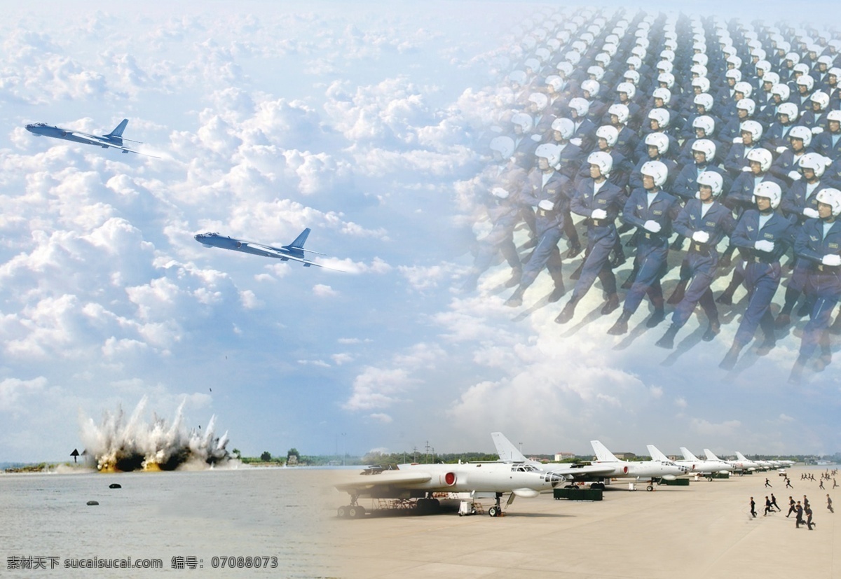 机场 轰 六 阅兵 蓝天 轰六 飞机 部队 海军 空军 轰炸 背景 背景素材 分层 源文件