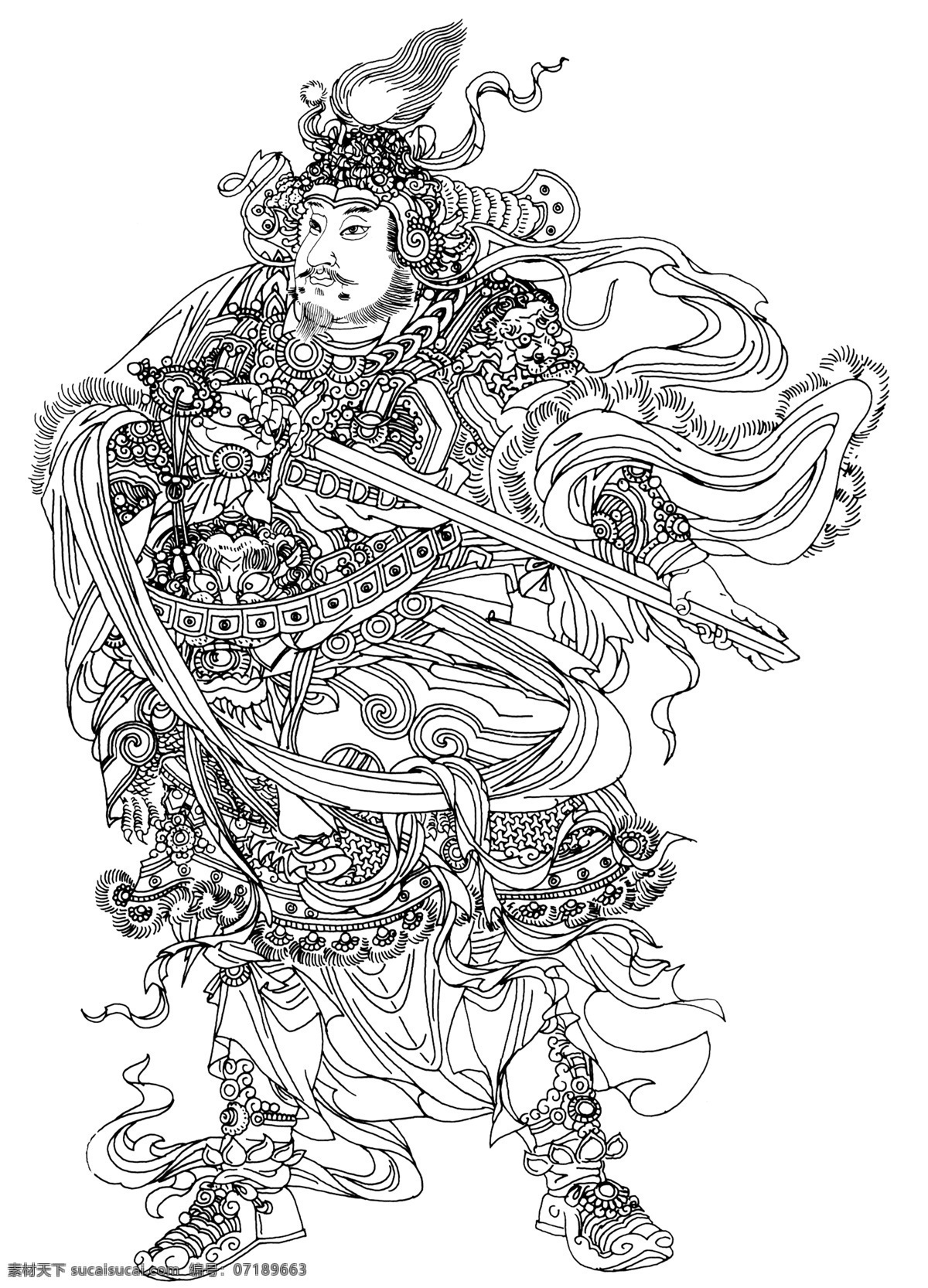 白描神仙佛像 国画0043 国画 设计素材 国画白描 中国画篇 书画美术 白色