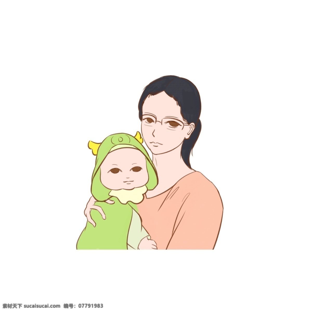 母亲 拥抱 孩子 小清 新手 绘 母爱 婴儿 小清新 手绘 母亲的拥抱
