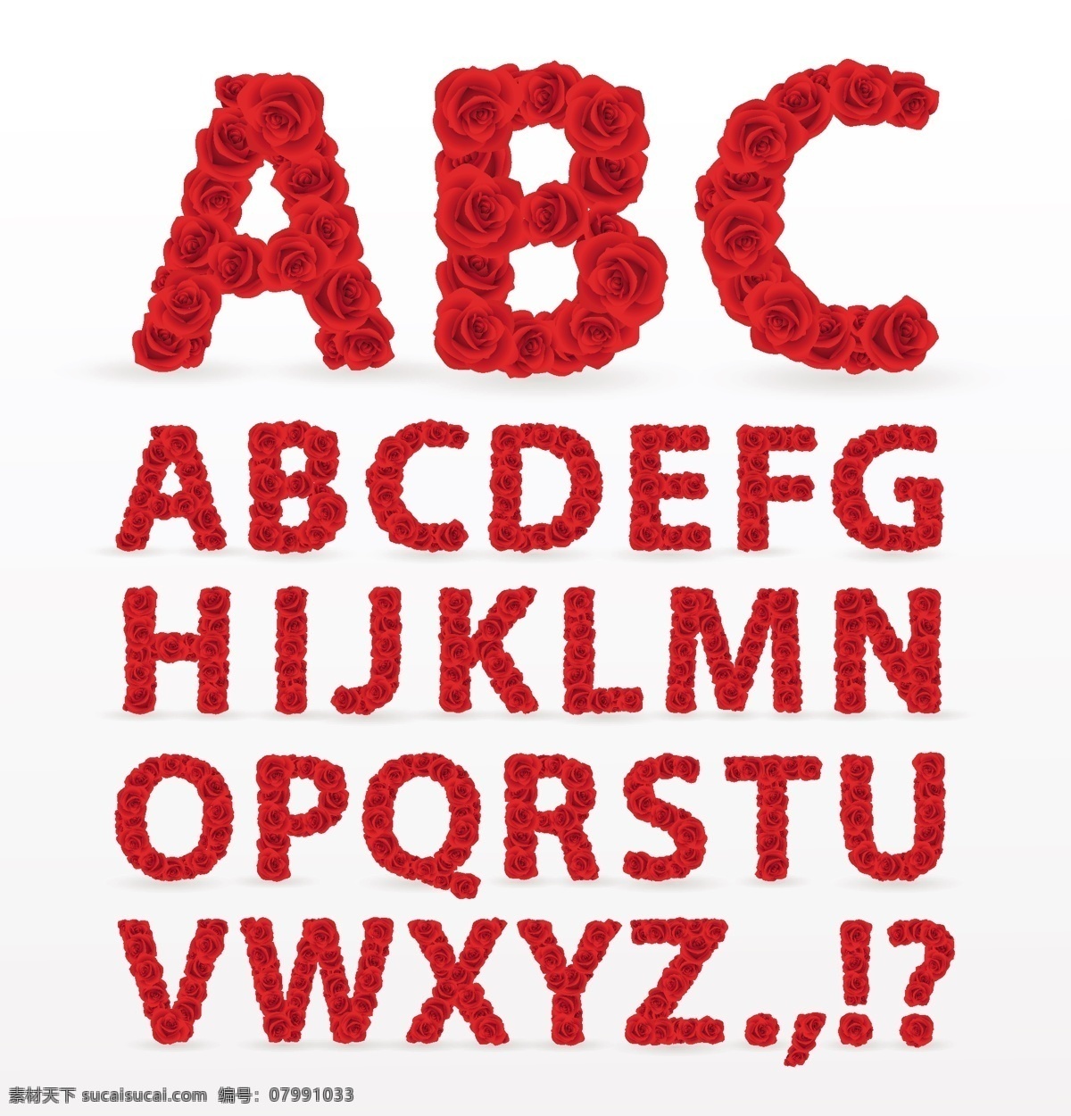 大写 玫瑰 字母 符号 艺术字 字体设计 玫瑰字体 大写字母 字体 设计素材 矢量图