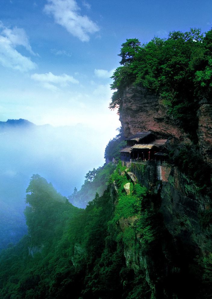 武当山 武当 南岩宫 悬崖 道教 功夫 太极 风景名胜 自然景观 黑色