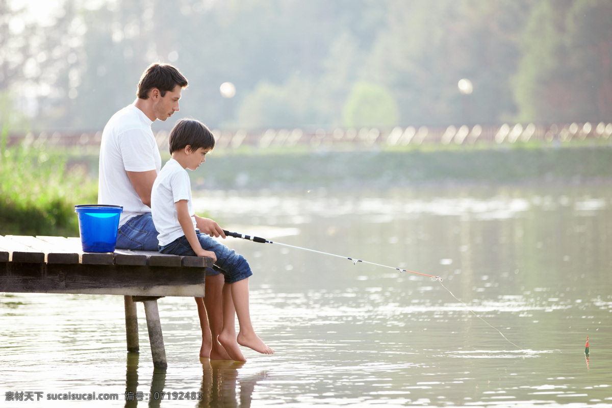 钓鱼 父子 儿子 父亲 垂钓 鱼 休闲生活 享受生活 高清图片 其他类别 生活百科